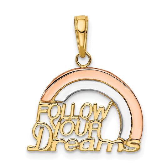 Gold FOLLOW YOUR DREAMS Rainbow Pendant