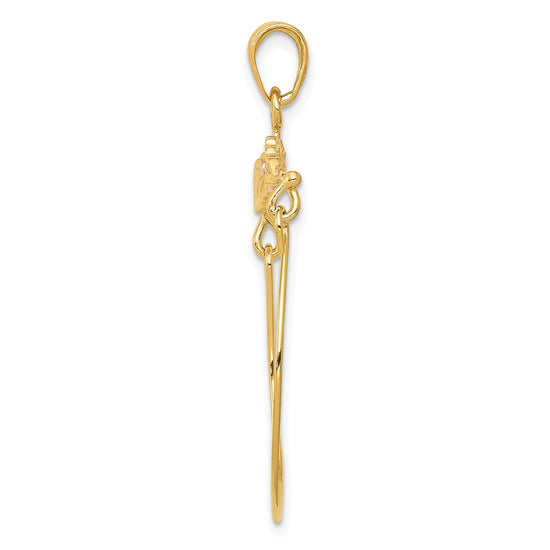 10k Two-tone Leaves w/Flower Charm Holder