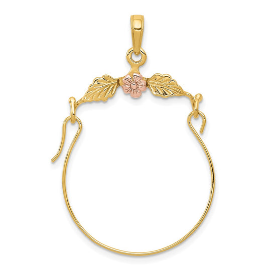 10k Two-tone Leaves w/Flower Charm Holder