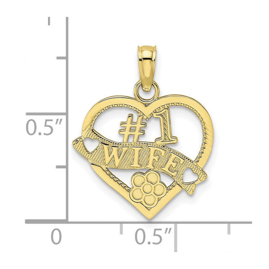 10K #1 WIFE Heart Pendant