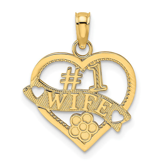 10K #1 WIFE Heart Pendant
