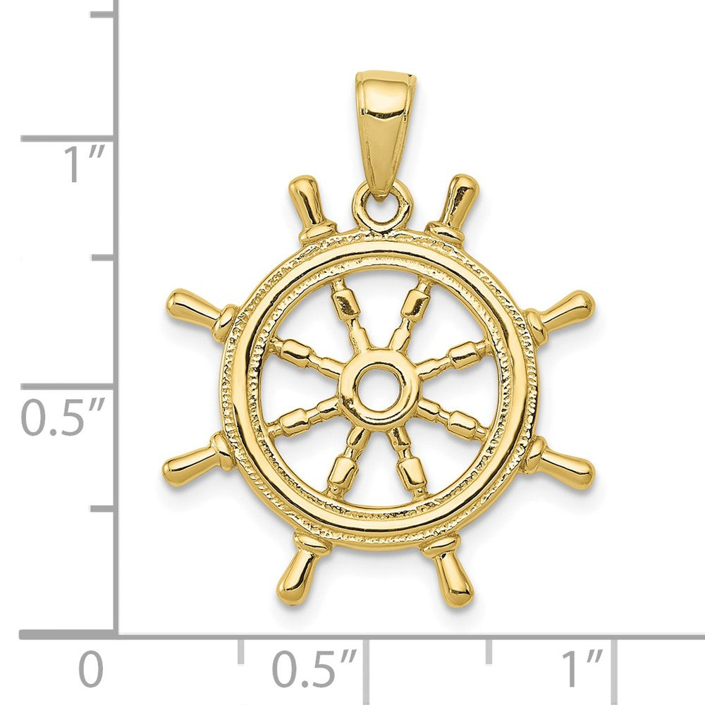 Gold Polished Ship Wheel Pendants