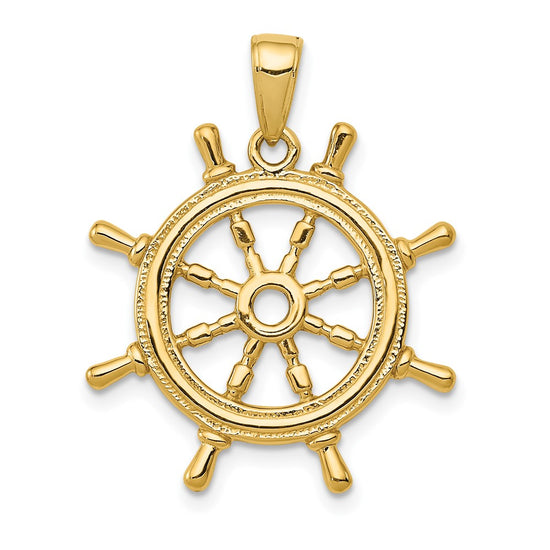 Gold Polished Ship Wheel Pendants
