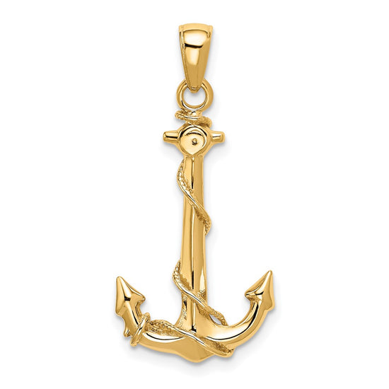 Gold Polished Anchor Pendant