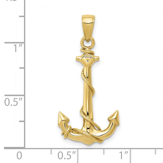 Gold Polished Anchor Pendant