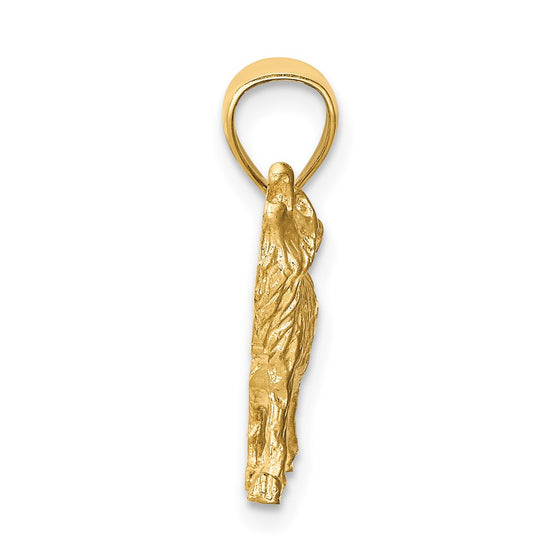 Gold Diamond-cut Wolf Pendant