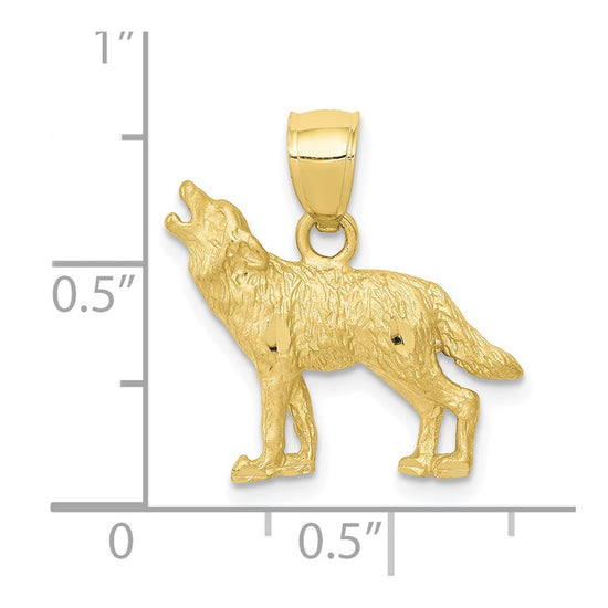 Gold Diamond-cut Wolf Pendant