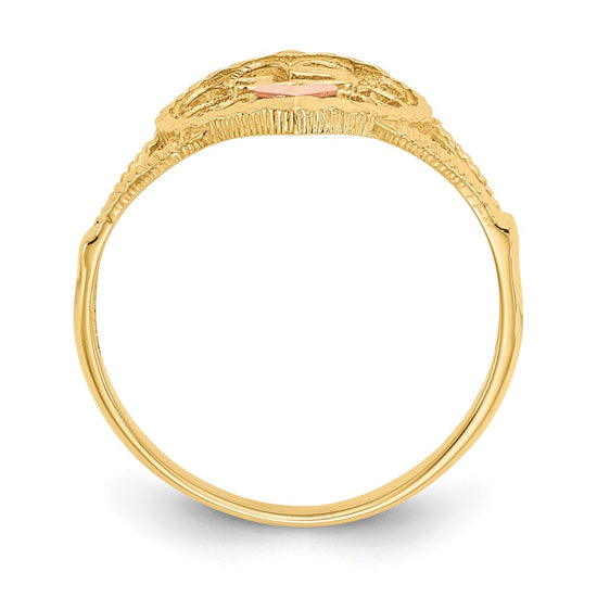 10K Two-tone Diamond-Cut 15 Heart Ring
