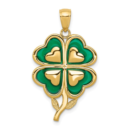 Gold Polished Four Leaf Cl.over Pendants