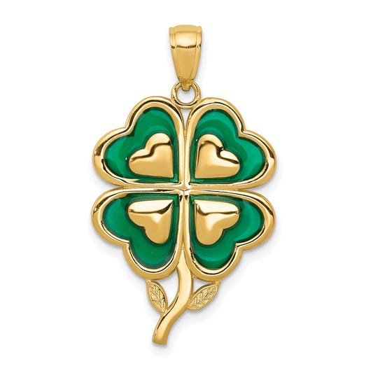 Gold Polished Four Leaf Cl.over Pendants