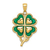 10K 4-Leaf Clover Pendant with Enameled Tips