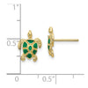 10K Green Enameled Sea Turtle Post Earrings