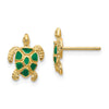 10K Green Enameled Sea Turtle Post Earrings