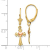 Gold Cross Leverback Earrings
