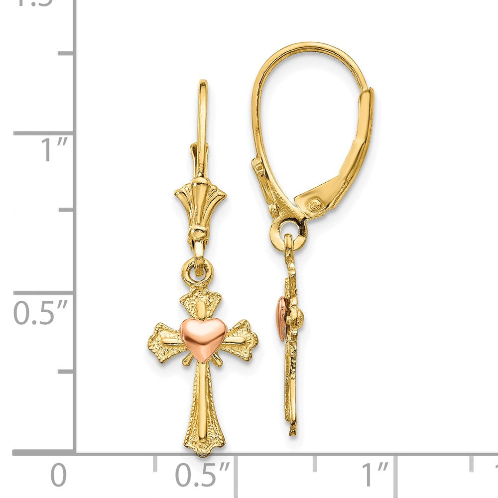 Gold Cross Leverback Earrings