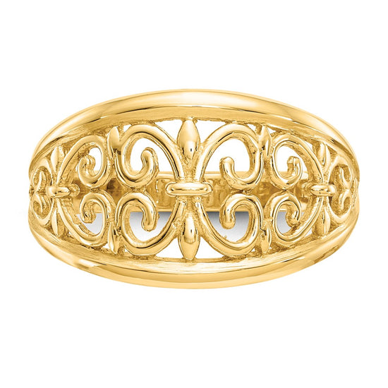 Gold Polished Fleur De Lis Rings