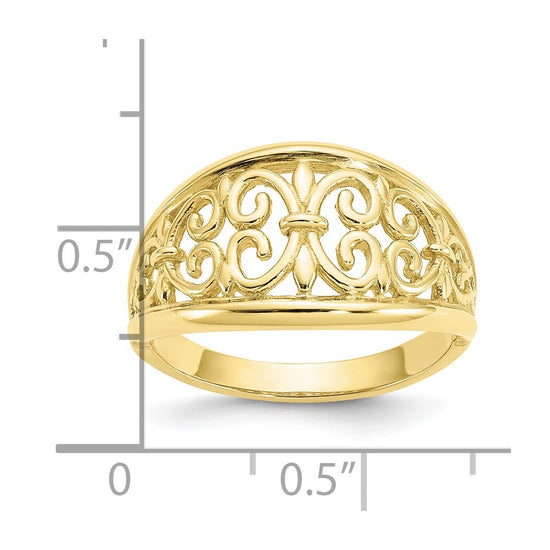 Gold Polished Fleur De Lis Rings