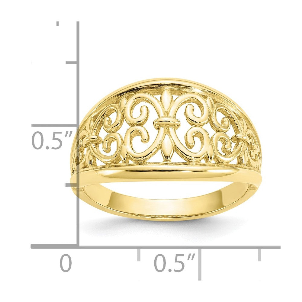 Gold Polished Fleur De Lis Rings