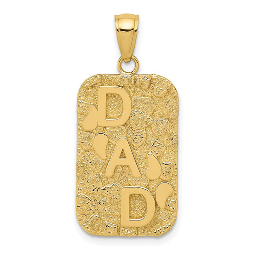 Gold DAD Gold Nugget Dog Tag Charm