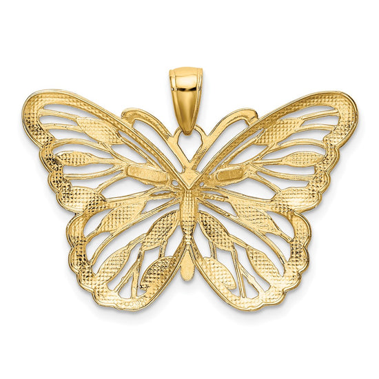 10K and White Rhodium Large Butterfly Pendant
