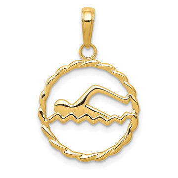 Gold Polished Swimming Pendants