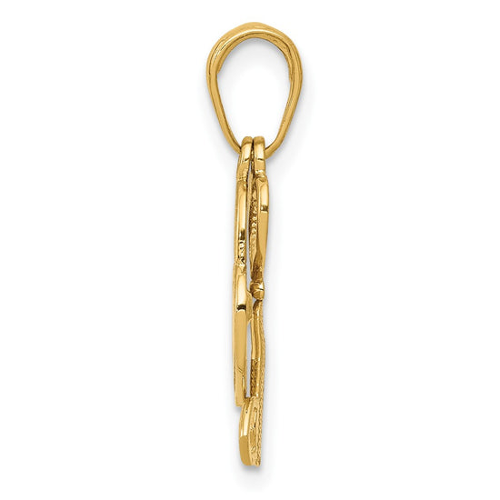 10K Polished Heart Key and Heart Lock Charm