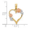 10K Two-Tone w/White Rhodium Polished Flower Heart Pendant