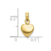 10K Polished Solid 3D Heart Pendant