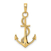 10K Gold Polished Anchor W/Rope Pendant