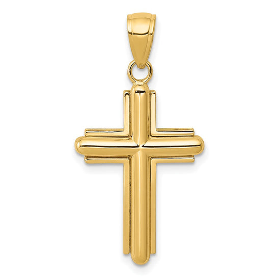 Gold Beveled Cross Pendant