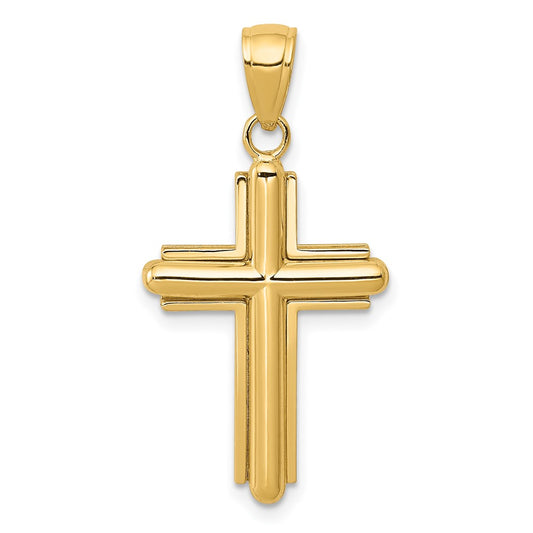 Gold Beveled Cross Pendant