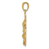 10K Polished & Textured 2-D Mariners Crucifix Rope/Wheel Pendant