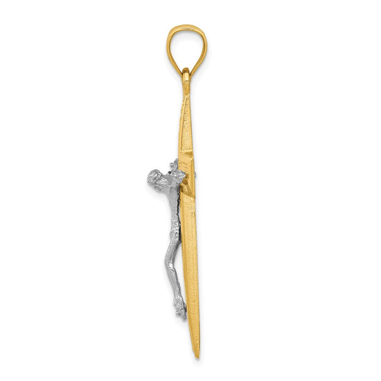 10k Two-tone Diamond-cut Latin Crucifix Pendant