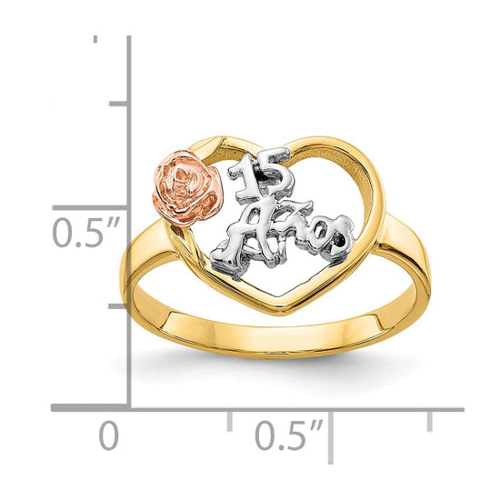 Gold Polished 15 Anos Rings