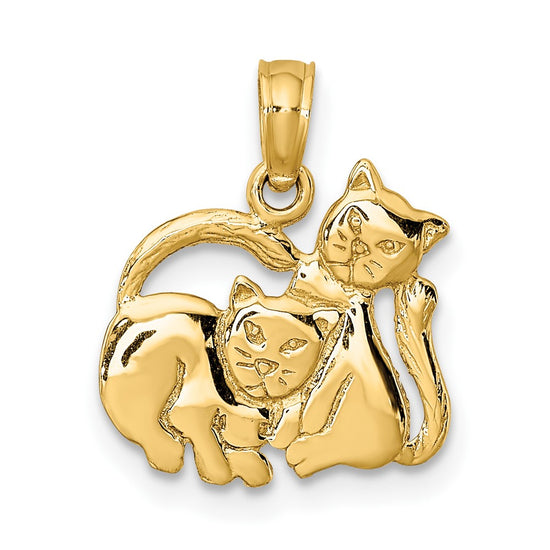 10K 3-D Polished Two Kittens Charm