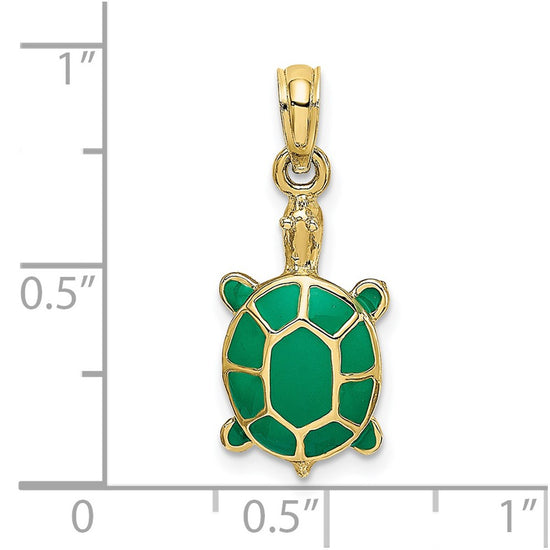 10K w/ Green Enamel Tortoise Charm