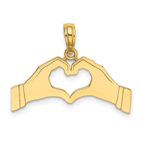 10K Hands Forming a Heart Charm