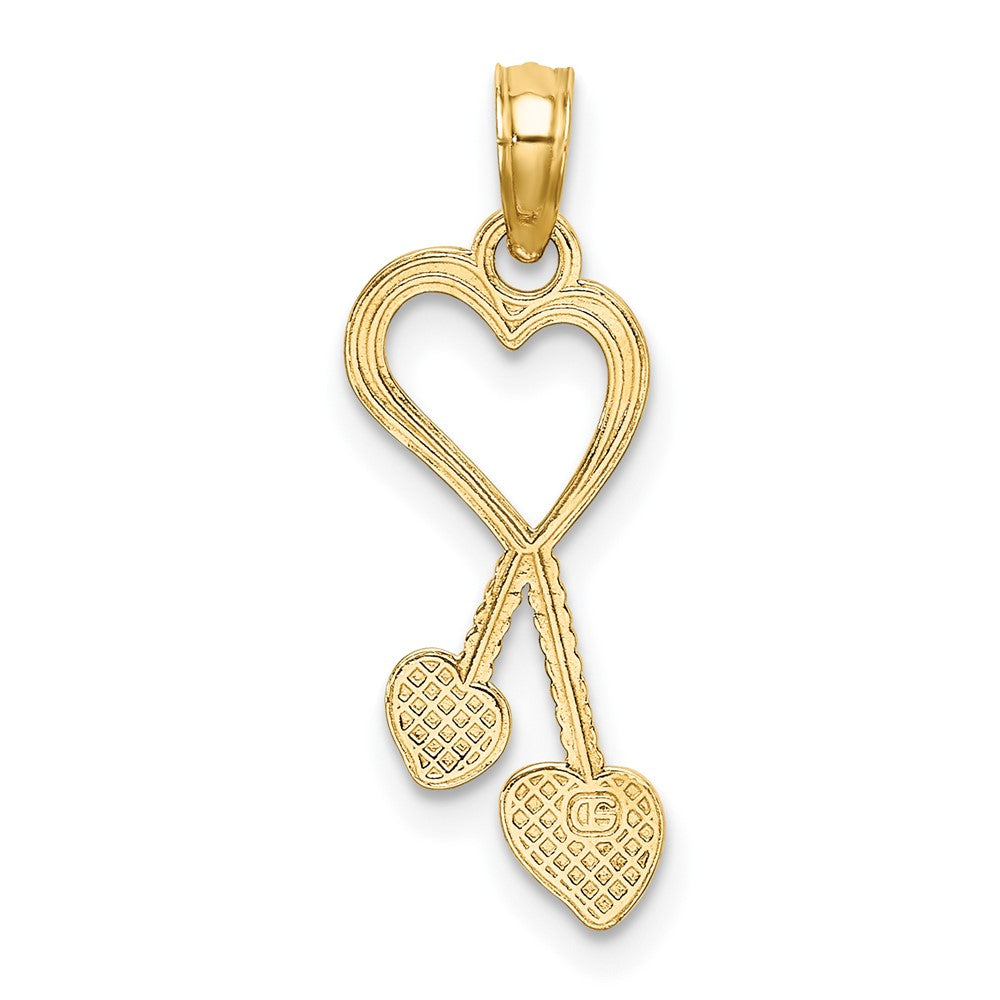 Gold Heart with Double Heart Tassle Pendant
