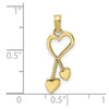 Gold Heart with Double Heart Tassle Pendant