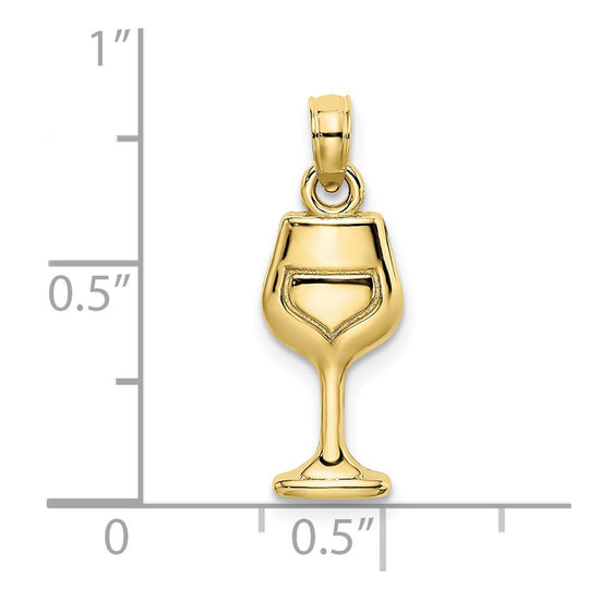 10K Wine Glass Charm