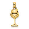 10K Wine Glass Charm