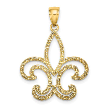 10k Cut-out Fleur De Lis Pendant