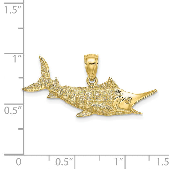 10K 2-D Textured Marlin Fish Charm