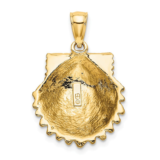 10K 2-D Beaded Scallop Shell Charm