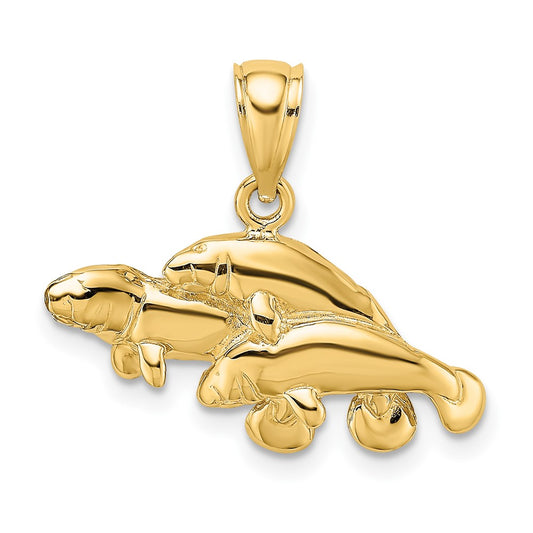 Gold Polished Manatee Pendants