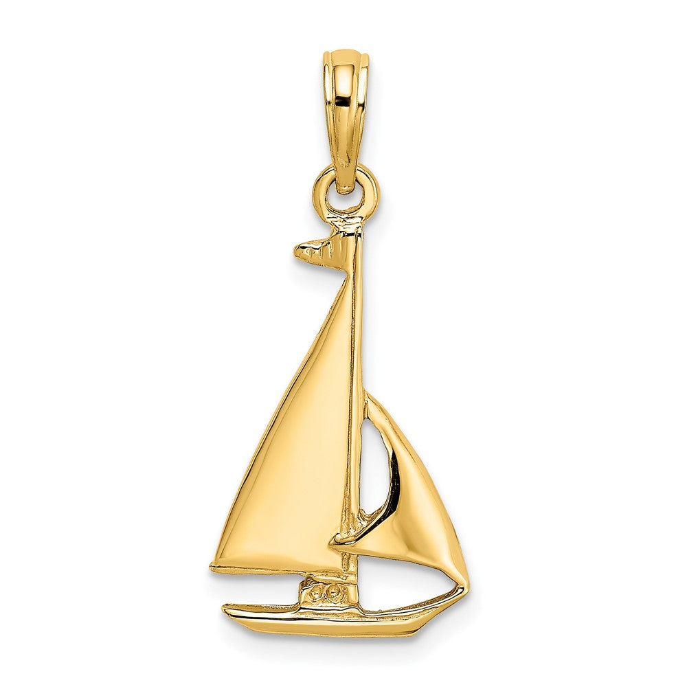 Gold Polished Sailboat Pendant