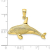 10K 2-D Textured Orca Whale Charm