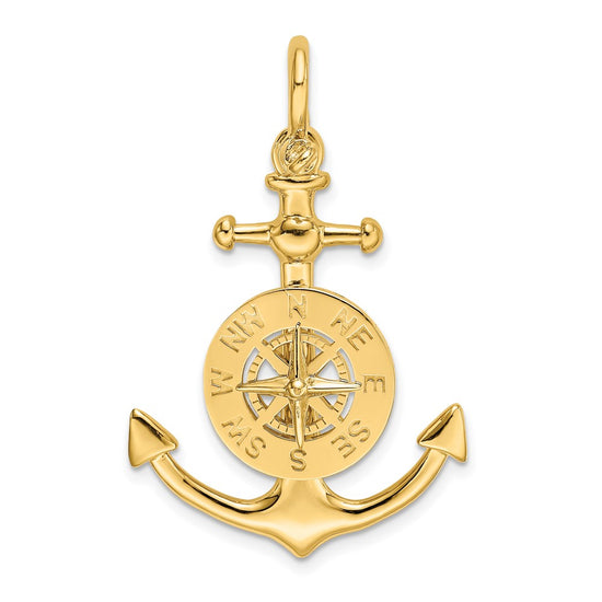 Gold Polished Anchor and Compass Pendants