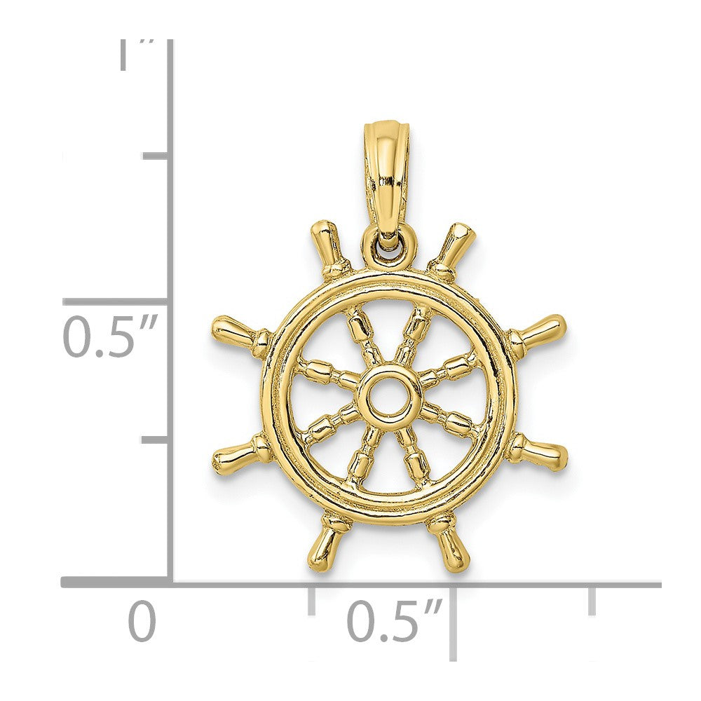 Gold Polished Ship Wheel Pendants