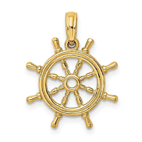 Gold Polished Ship Wheel Pendants